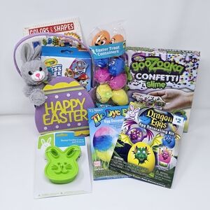 NEW Easter Basket Stuffers Bundle Crafts Plush Bunny Slime Kit Egg Decorating +